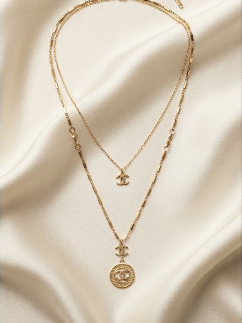 Brand New!! Layered Double CC Gold Necklace 👇